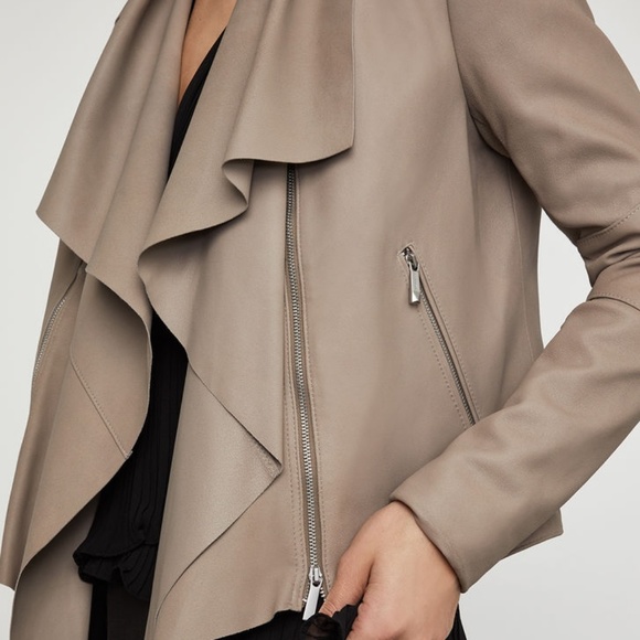 Rare! BCBGMAXAZRIA Leather Drape Jacket - Picture 4 of 8